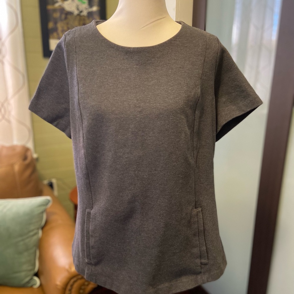 Boden Gray Boxy Relaxed Short Sleeve Shirt
